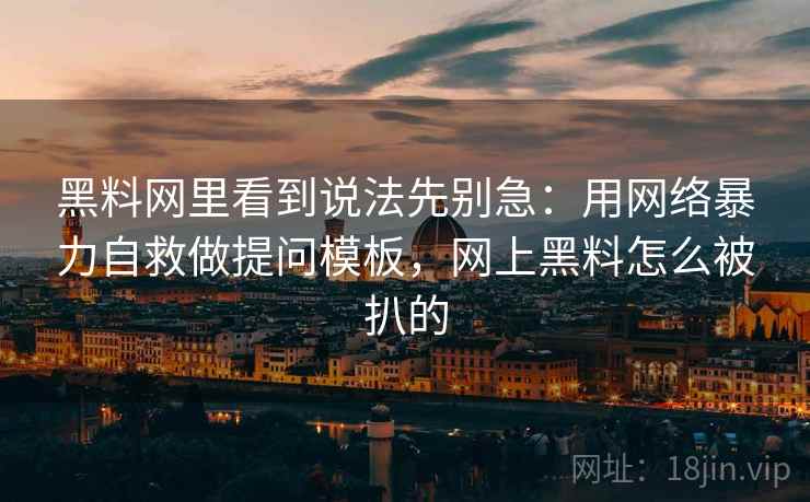 黑料网里看到说法先别急：用网络暴力自救做提问模板，网上黑料怎么被扒的