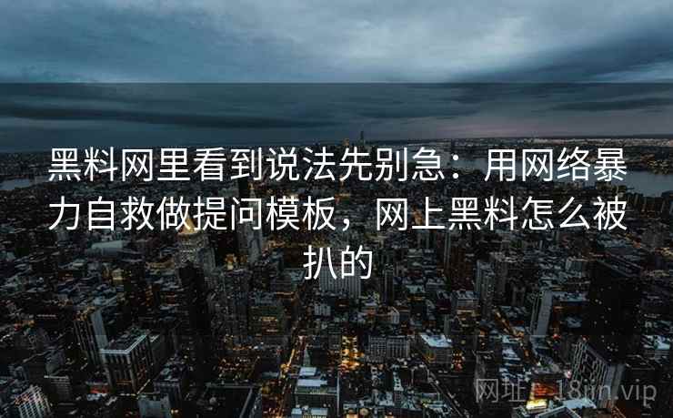 黑料网里看到说法先别急：用网络暴力自救做提问模板，网上黑料怎么被扒的