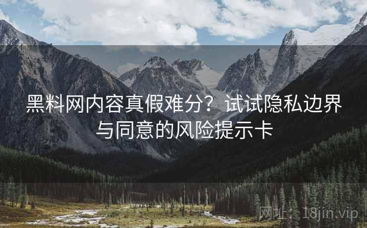 黑料网内容真假难分？试试隐私边界与同意的风险提示卡